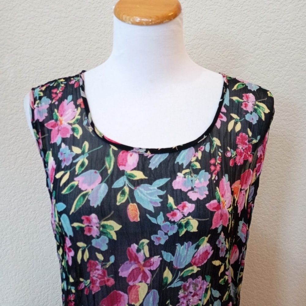 Lola P vintage Y2K floral crinkle semi-sheer maxi dress - Picture 6 of 9